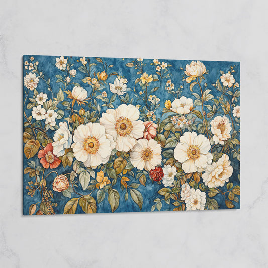 Vintage Botanical Spring Flowers Canvas Print on gallery wrap