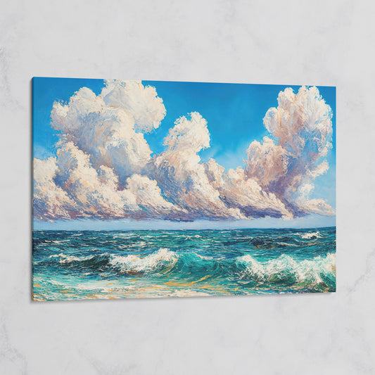 Seascape with Cloudy Sky Canvas Print on gallery wrap