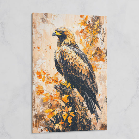 Majestic Eagle in Golden Foliage Canvas Print on gallery wrap
