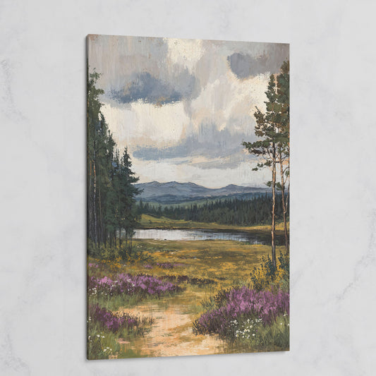 Serene Countryside With Lake Canvas Print on gallery wrap
