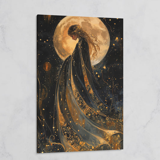 Mystical Woman & Moon Canvas Print on gallery wrap