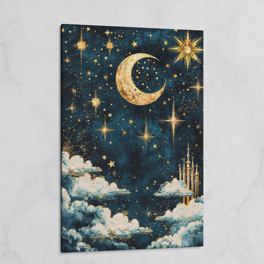 Celestial Dreams Starry Night Canvas Print on gallery wrap