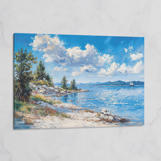 Minimalist Sailboat Seascape Canvas on gallery wrap