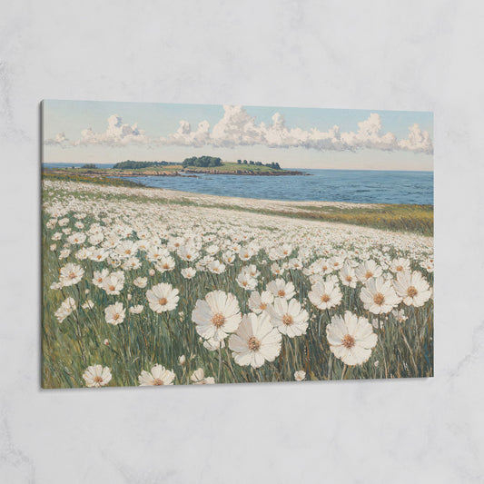 Wildflower Meadow by the Coast Canvas Print on gallery wrap