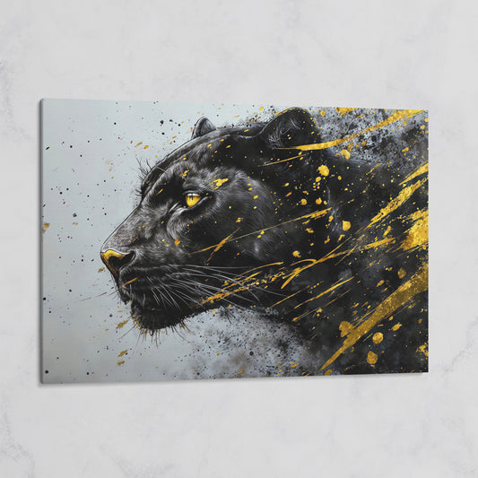 Black Panther Side Profile Canvas Art on gallery wrap