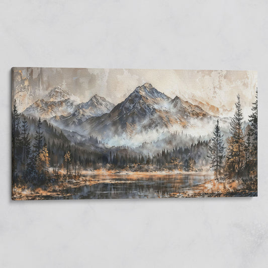 Misty Mountains Landscape Canvas on gallery wrap