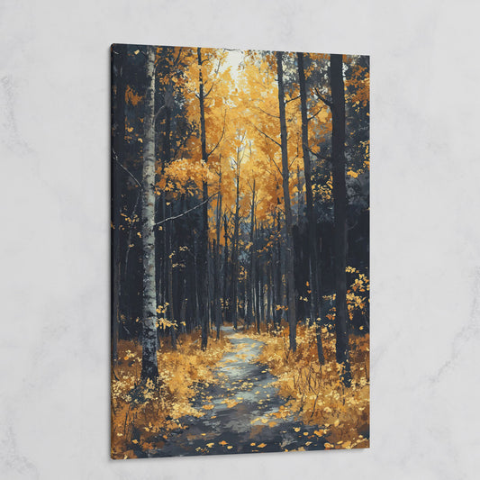 Path in Fall Forest Canvas Print on gallery wrap