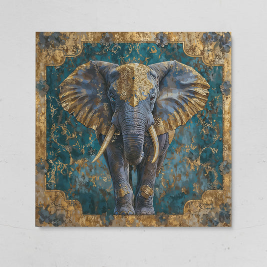 Indian Elephant with Gold Accents Canvas on gallery wrap