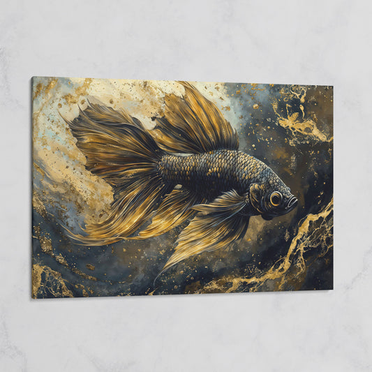 Black Betta Fish Canvas Wall Art on gallery wrap
