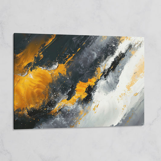 Earthy Abstract Canvas Art with Mustard and Orange Brushstrokes on gallery wrap