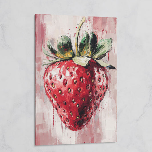 Vibrant Strawberry Canvas Print for Kitchen on gallery wrap