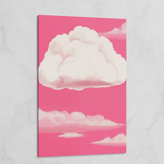 Pink Pastel Sky Canvas with Drifting Clouds on gallery wrap