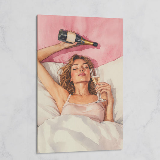 Woman with Champagne Canvas Print on gallery wrap