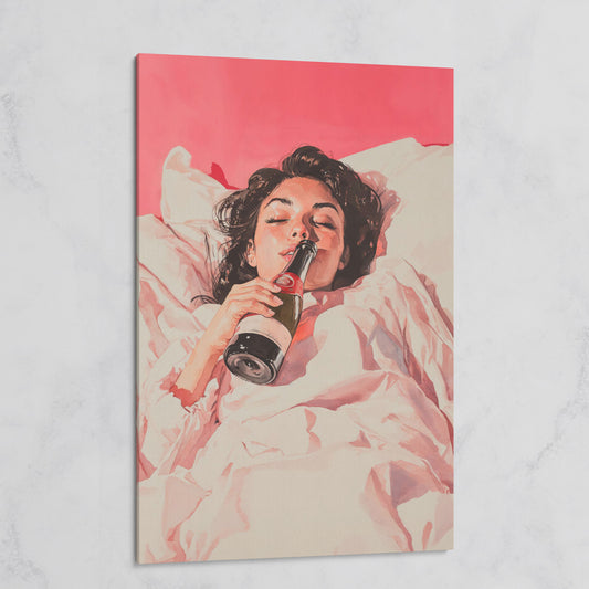 Elegant Woman with Champagne Canvas Print on gallery wrap