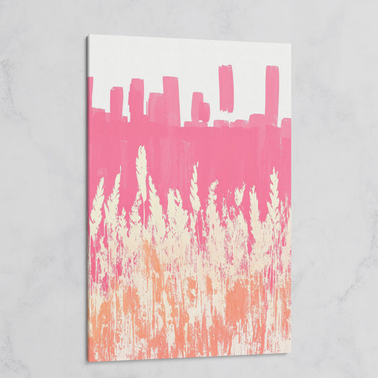 Pink Abstract Landscape Canvas Print on gallery wrap