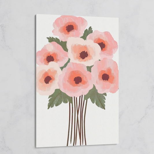 Pink Poppy Bouquet Canvas Print on gallery wrap