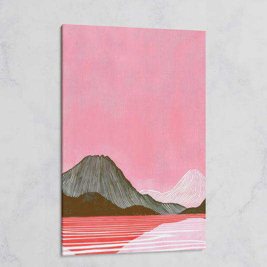 Pink Mountain Landscape Canvas Print on gallery wrap