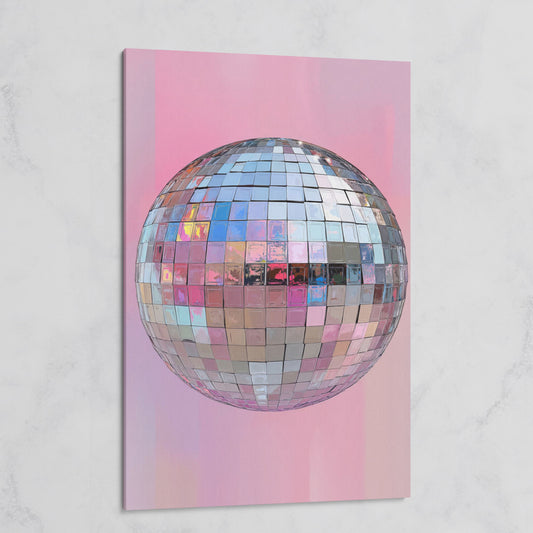 Pink Disco Ball Canvas Print on gallery wrap