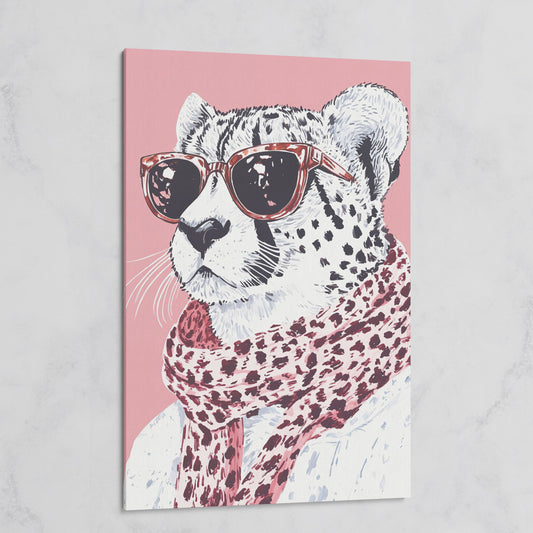Stylish Cheetah with Sunglasses Canvas Print on gallery wrap