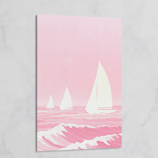 Pink Sailing at Sea Canvas on gallery wrap