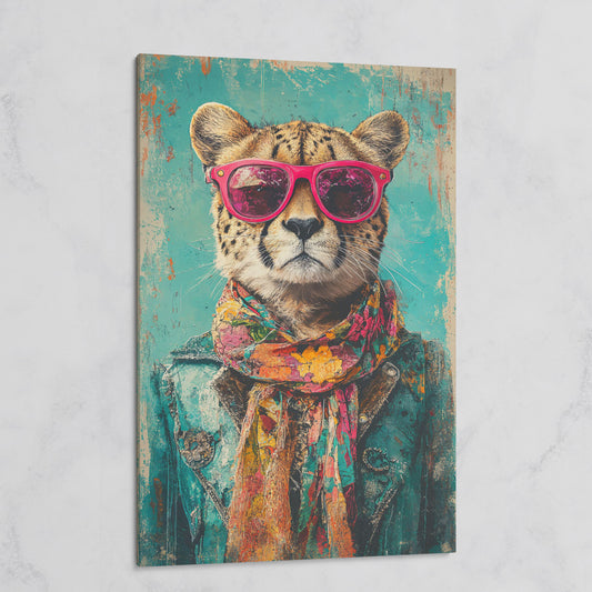 Cheetah with Sunglasses Canvas Print on gallery wrap