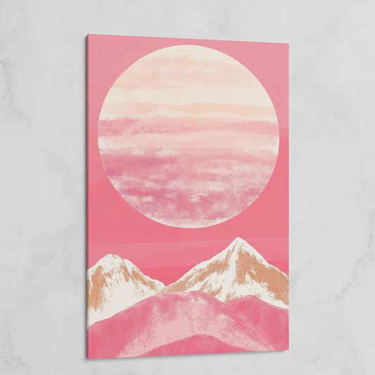 Pink Mountain Sunset Canvas on gallery wrap