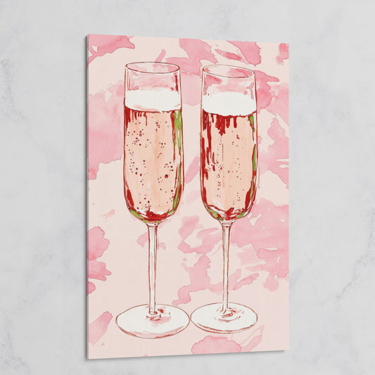 Champagne Watercolor Canvas in Pink on gallery wrap