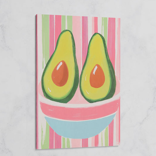 Avocado Abstract Canvas, Pink & Green on gallery wrap