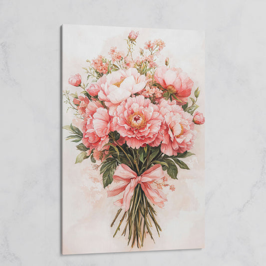 Pastel Pink Floral Bouquet Canvas on gallery wrap