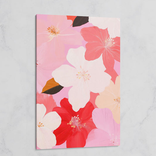 Pink Floral Botanical Canvas Print on gallery wrap
