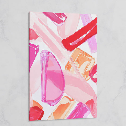 Pink Abstract Brushstrokes Canvas on gallery wrap