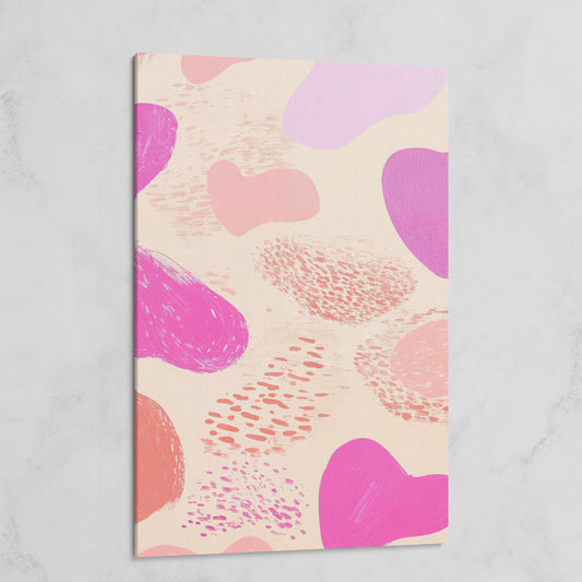 Pink Abstract Canvas Print with Organic Shapes on gallery wrap