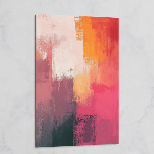 Pink & Orange Abstract Canvas on gallery wrap