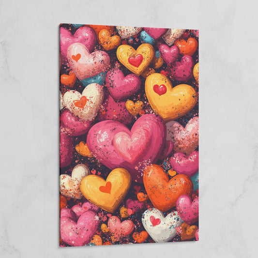 Nested Hearts Canvas in Pink and Orange on gallery wrap