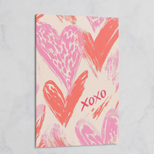 XOXO Pink Heart Canvas Print on gallery wrap