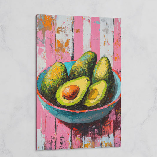 Retro Avocado Canvas Print for Kitchen Walls on gallery wrap