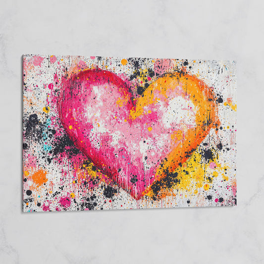 Vibrant Heart Splatter Canvas on gallery wrap