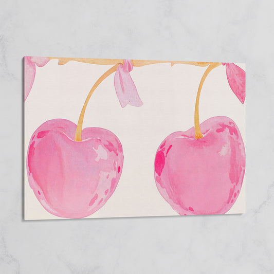 Watercolor Cherries Canvas Wall Art on gallery wrap