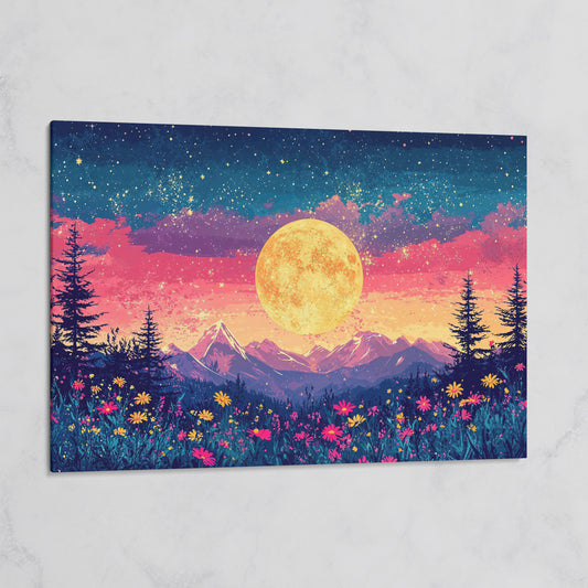 Mystical Nature Under Starry Sky Canvas Print on gallery wrap