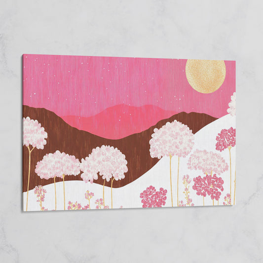 Pastel Floral Landscape Canvas Print on gallery wrap