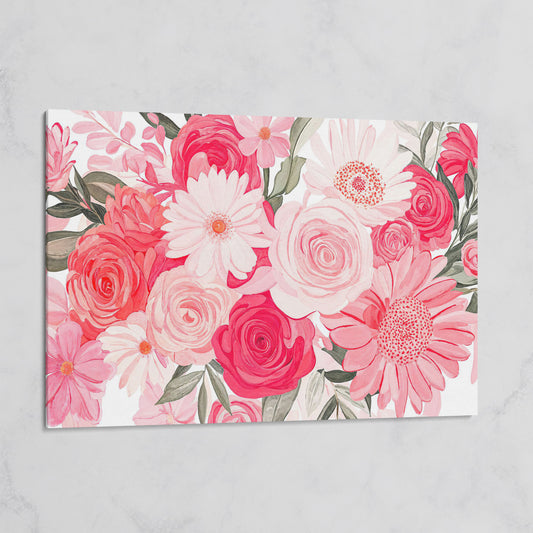 Pink Floral Bouquet Canvas on gallery wrap