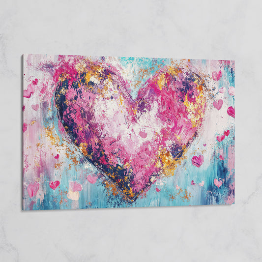 Pink Abstract Heart Canvas Print on gallery wrap