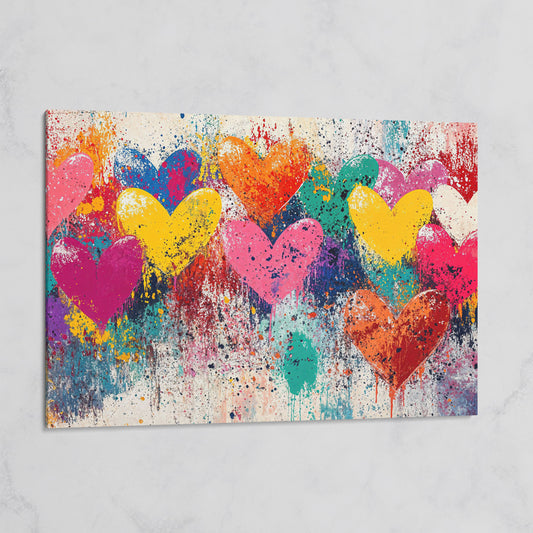 Colorful Hearts Canvas for Couples on gallery wrap