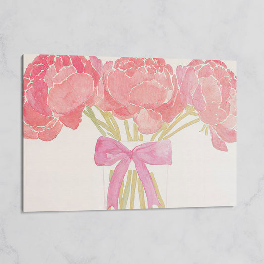Pink Peonies in Vase Canvas Print on gallery wrap