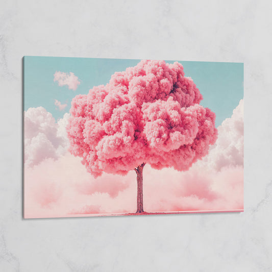 Pink Tree Canvas Print with Pastel Sky on gallery wrap