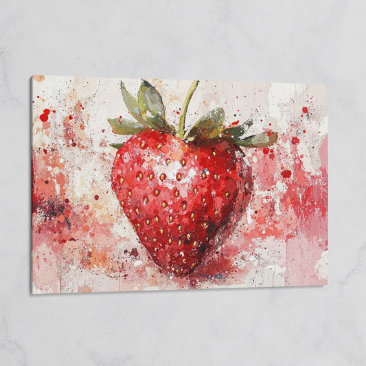 Strawberry Splatter Canvas Print for Kitchen Walls on gallery wrap