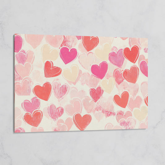 Pink Hearts Canvas for Valentine's Day & Romantic Bedrooms on gallery wrap