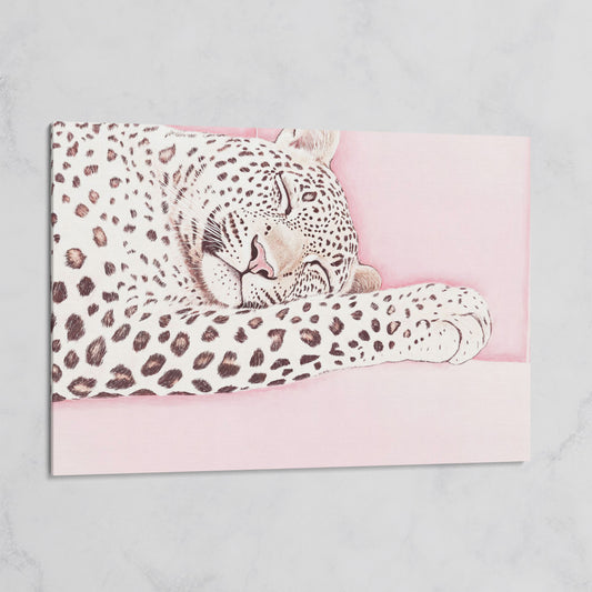Soft Pastel Leopard Canvas in Pink and Cream on gallery wrap