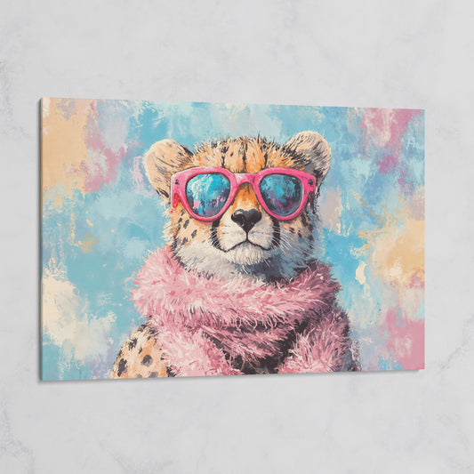 Fashionable Cheetah in Pink Canvas Art on gallery wrap