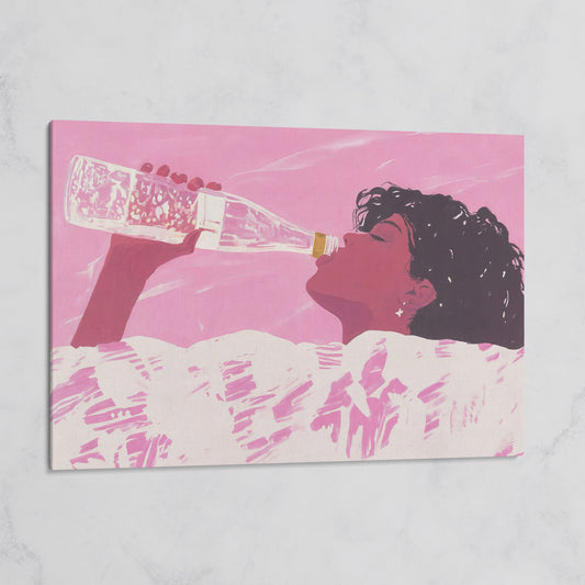 Pink Abstract Woman Canvas Print on gallery wrap